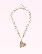 Ninety Nine Boutique super-pale pink accessory product photo: Elise Hammered Heart Cable Chain Necklace in Shiny Gold (September 30, 2026)
