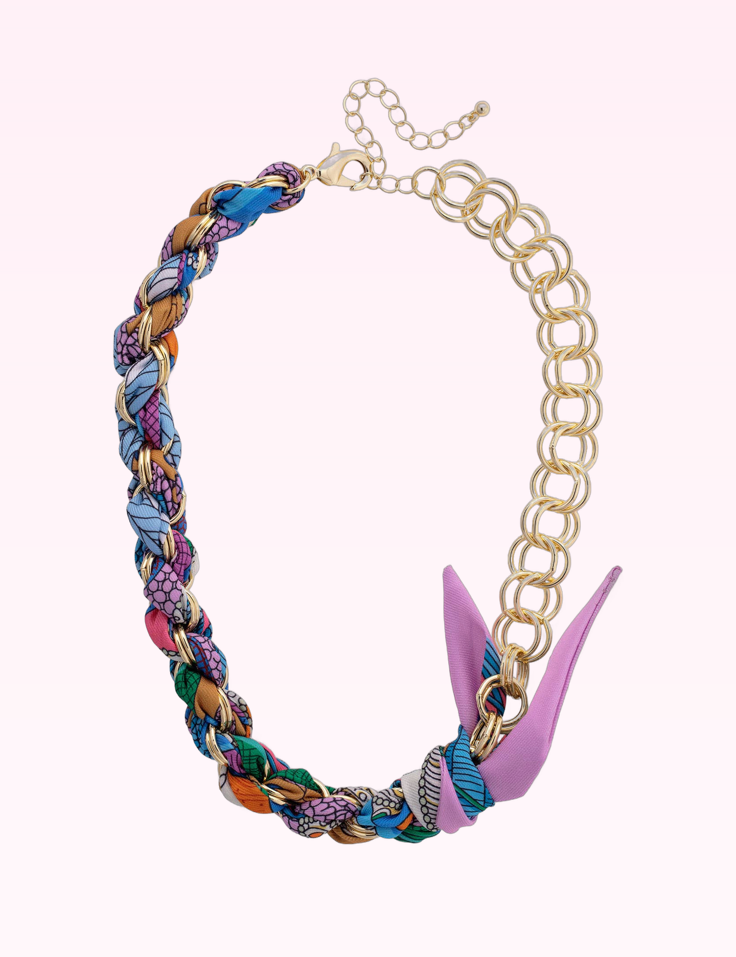 Ninety Nine Boutique super-pale pink accessory product photo: Noelle Chain Scarf Necklace in Multi (September 30, 2026)