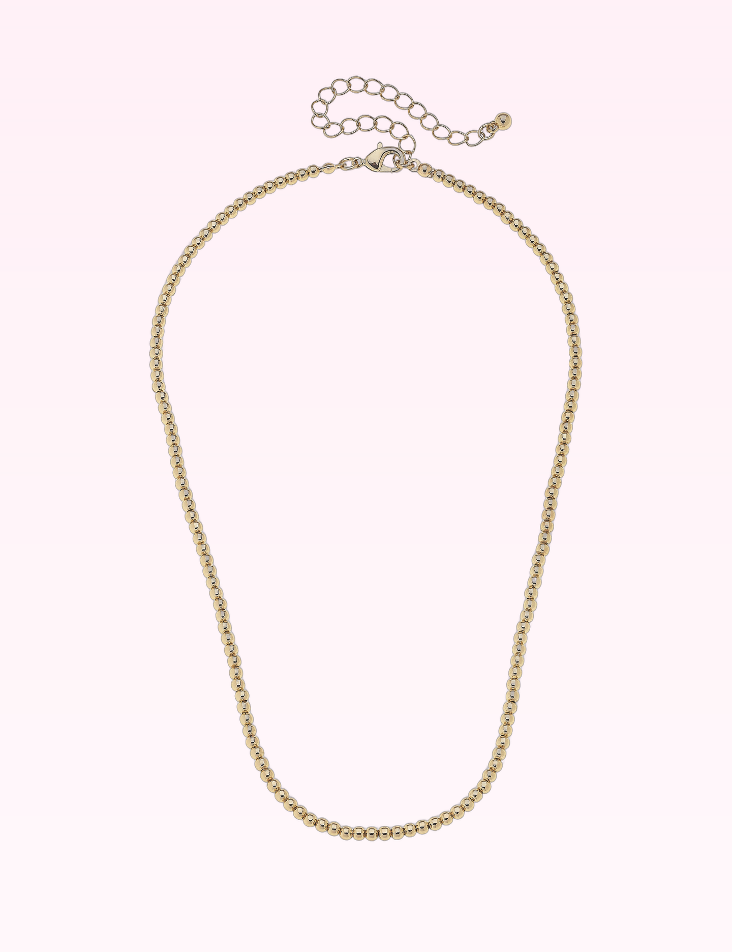 Ninety Nine Boutique super-pale pink accessory product photo: Mini Walker Ball Bead Charm Necklace Base in Shiny Gold (September 30, 2026)