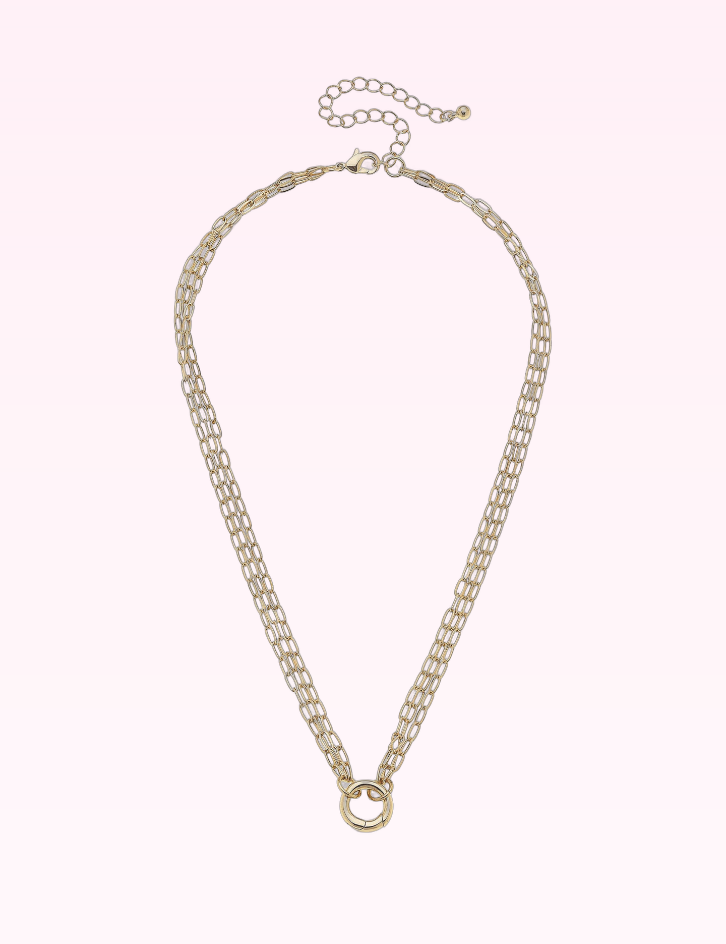 Ninety Nine Boutique super-pale pink accessory product photo: Celia 3-Row Dainty Charm Necklace Base in Shiny Gold (September 30, 2026)