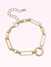 Ninety Nine Boutique super-pale pink accessory product photo: Bella Linked Charm Bracelet Base in Shiny Gold (September 30, 2026)
