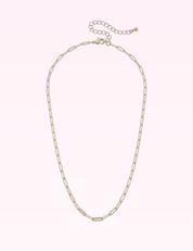 Ninety Nine Boutique super-pale pink accessory product photo: Celia Paperclip Chain Charm Necklace Base - Shiny Gold (September 30, 2026)