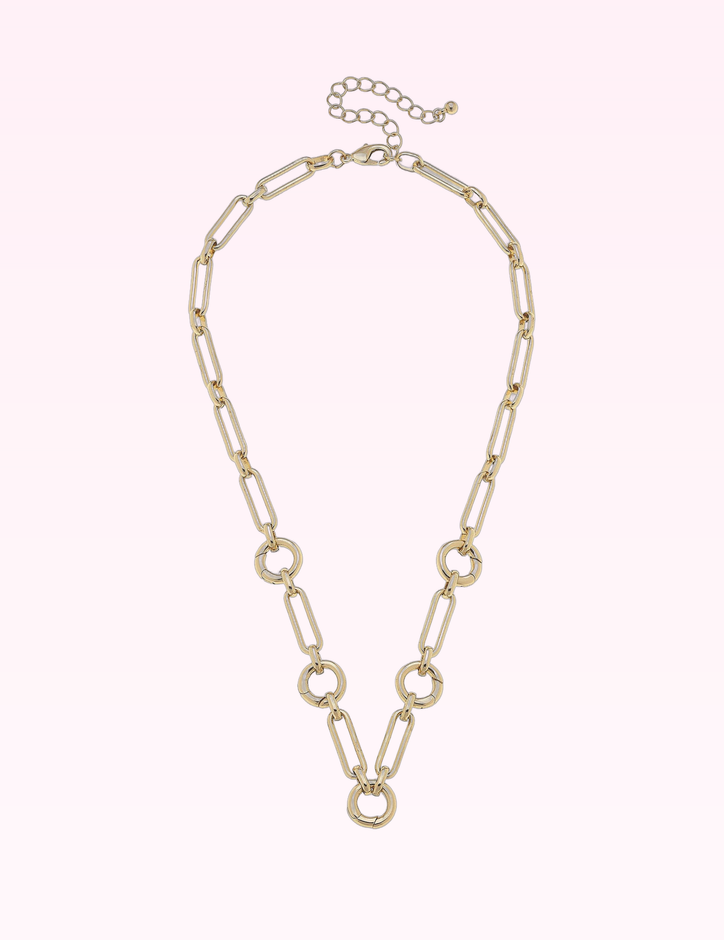 Ninety Nine Boutique super-pale pink accessory product photo: Lilah Multi-Charm Collector Necklace Base in Shiny Gold (September 30, 2026)