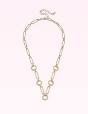 Ninety Nine Boutique super-pale pink accessory product photo: Lilah Multi-Charm Collector Necklace Base in Shiny Gold (September 30, 2026)