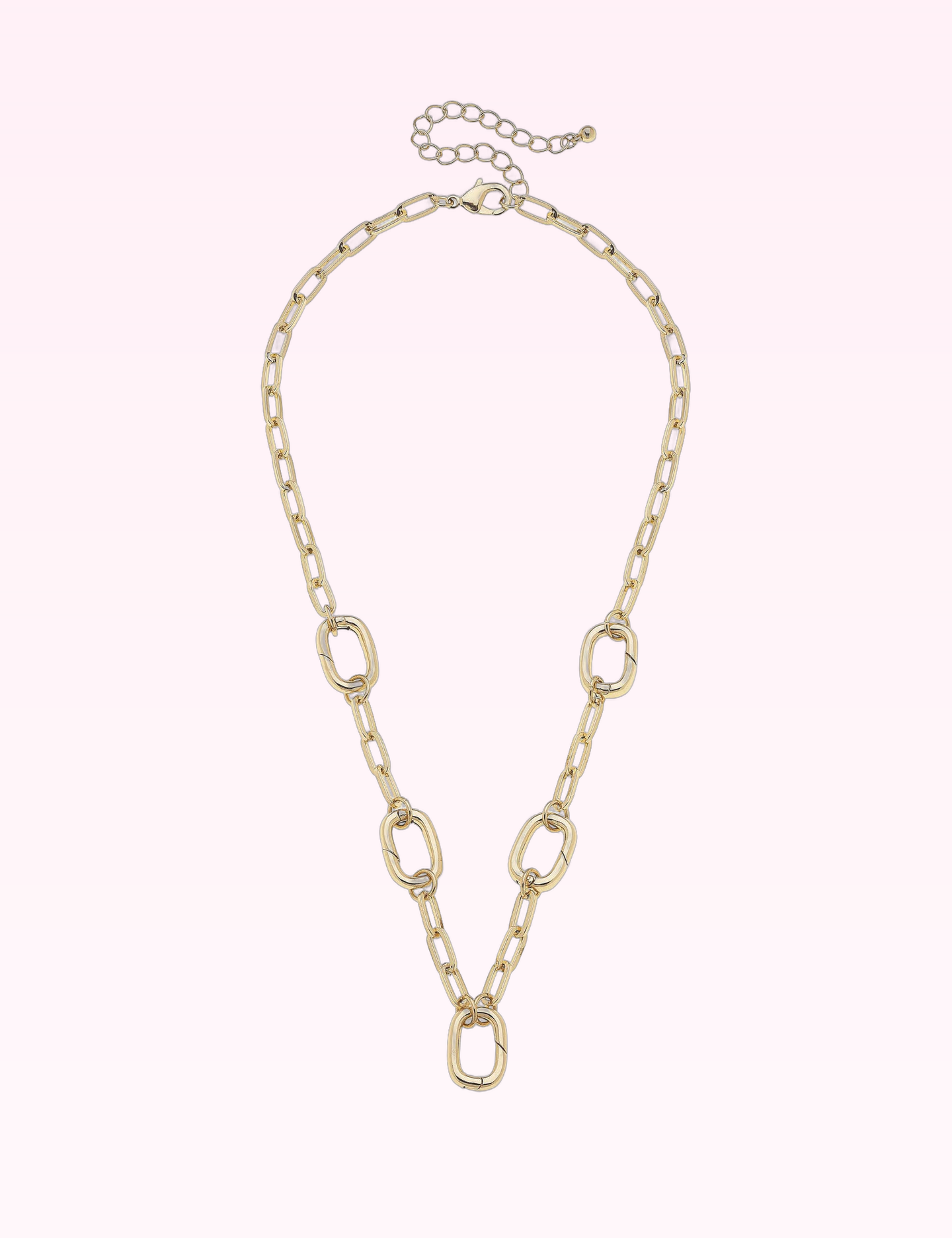 Ninety Nine Boutique super-pale pink accessory product photo: Avery Multi-Charm Collector Necklace Base in Shiny Gold (September 30, 2026)