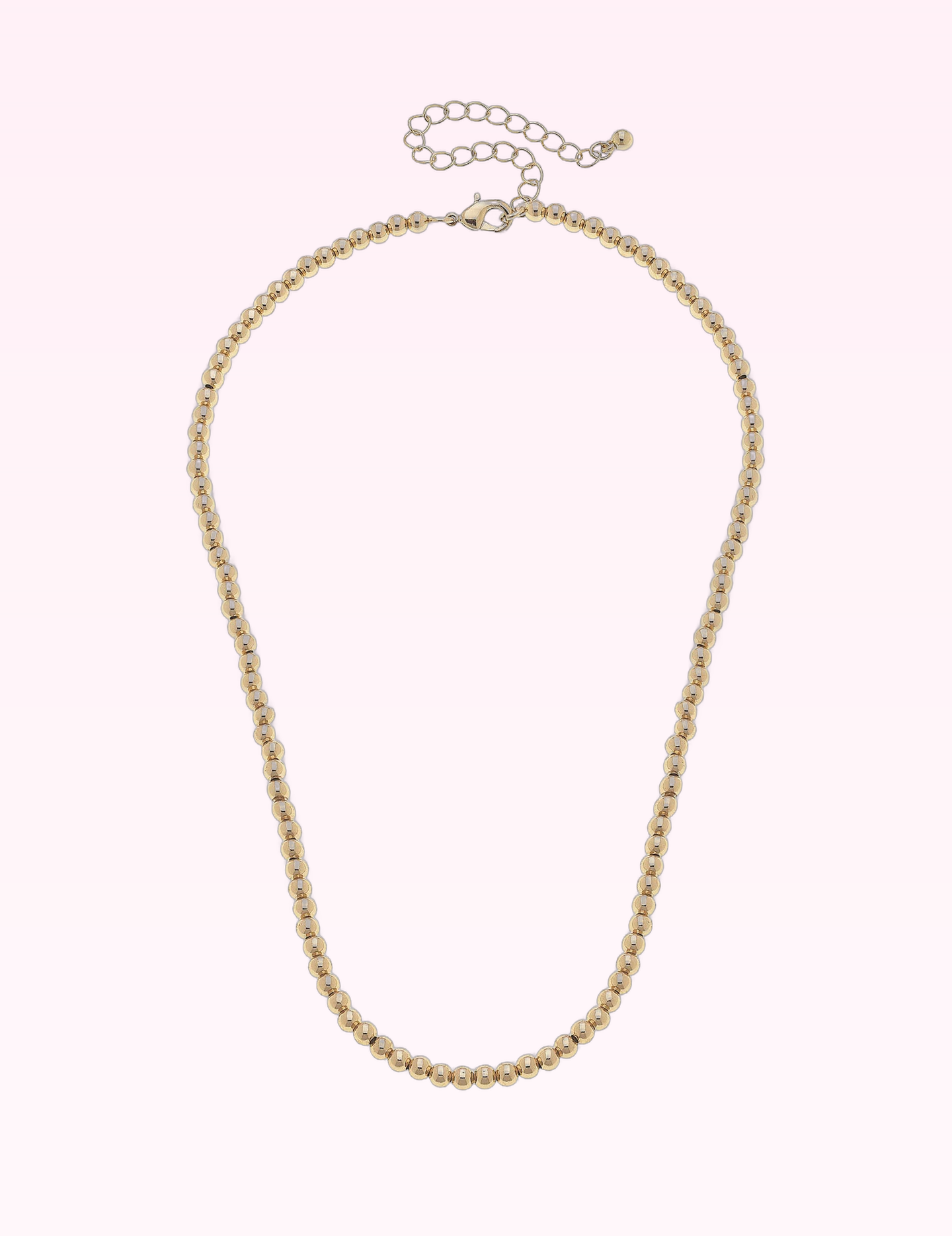 Ninety Nine Boutique super-pale pink accessory product photo: Walker Ball Bead Charm Necklace Base in Shiny Gold (September 30, 2026)