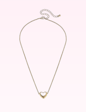 Ninety Nine Boutique super-pale pink accessory product photo: Tatum Heart Necklace in Shiny Gold (September 30, 2026)