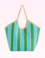 Ninety Nine Boutique super-pale pink accessory product photo: Blue & Green Striped Tote (September 30, 2026)