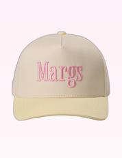 Ninety Nine Boutique super-pale pink accessory product photo: Yellow & Pink Margs Trucker Hat (September 30, 2026)
