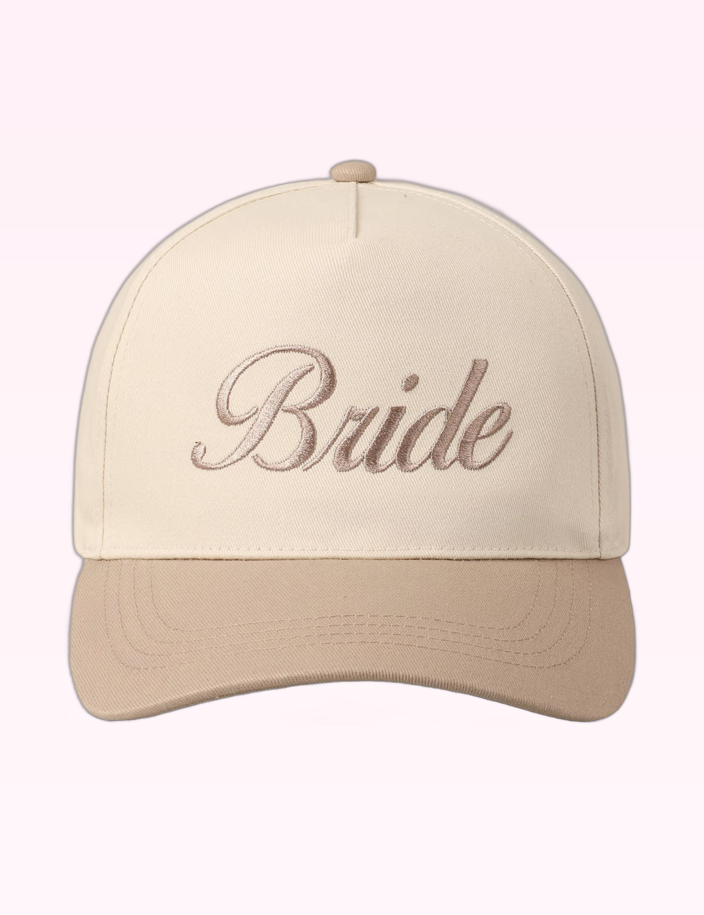 Ninety Nine Boutique super-pale pink accessory product photo: Beige Embroidered Bride Trucker Hat (September 30, 2026)