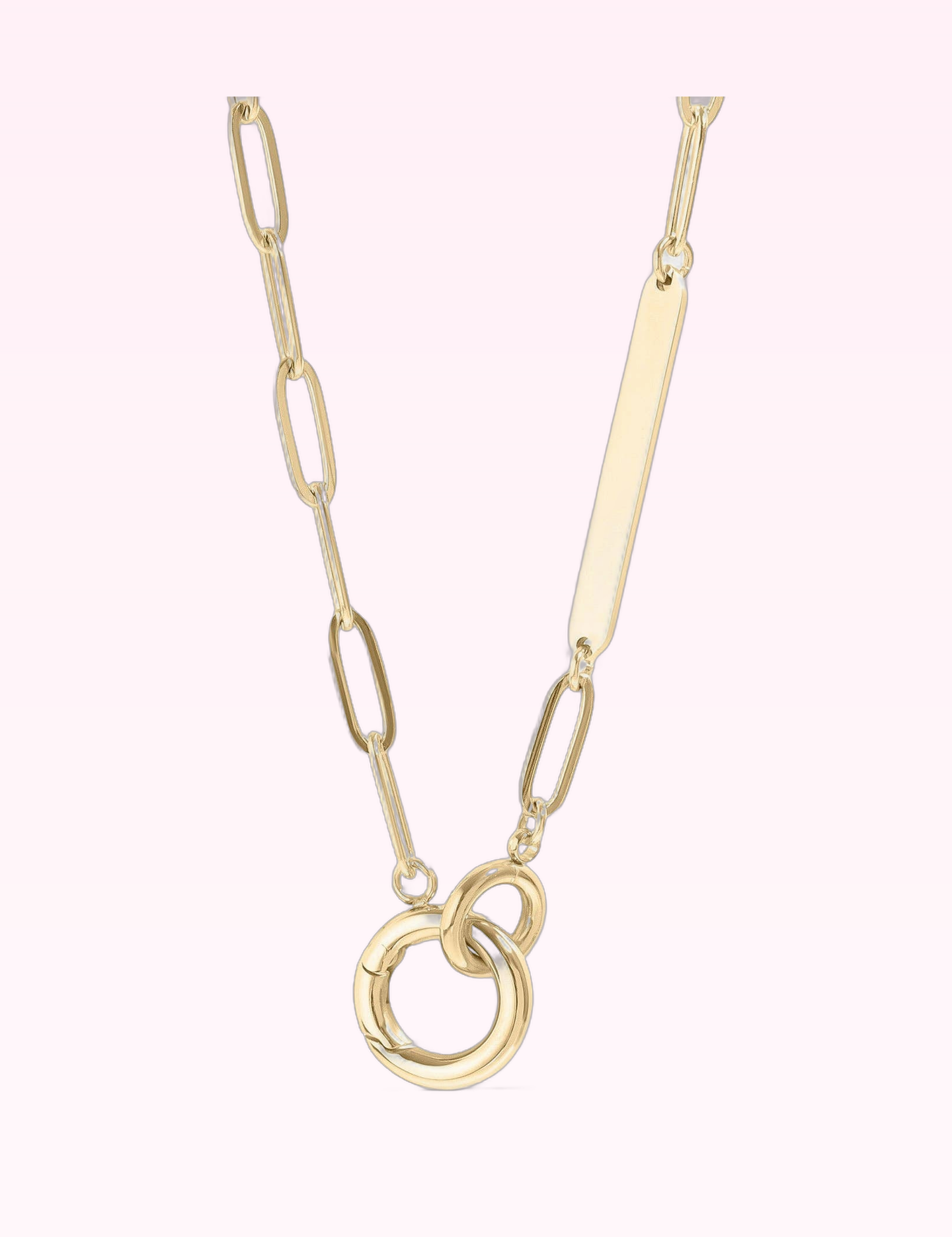 Ninety Nine Boutique super-pale pink accessory product photo: 18K Gold Paperclip Charm Holder Necklace (September 30, 2026)