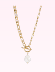 Ninety Nine Boutique super-pale pink accessory product photo: 18K Gold Toggle Freshwater Pearl Charm Necklace (September 30, 2026)