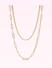 Ninety Nine Boutique super-pale pink accessory product photo: 18K Gold Stainless Steel and Paperclip Layered Chain Necklace (September 30, 2026)