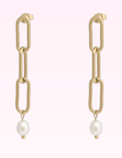 Ninety Nine Boutique super-pale pink accessory product photo: 18K Gold Stainless Steel Long Paperclip Dangle Earring (September 30, 2026)