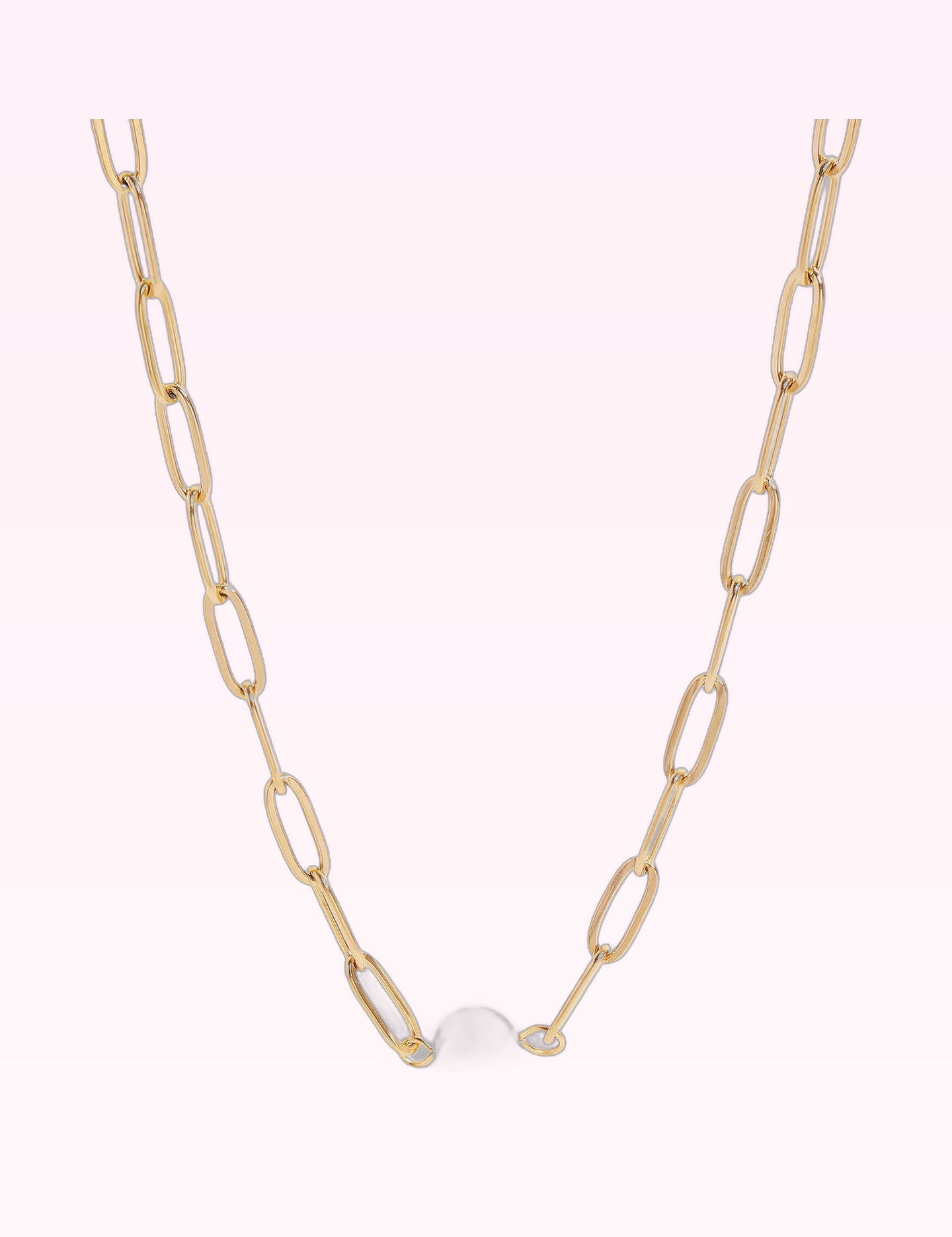 Ninety Nine Boutique super-pale pink accessory product photo: Gold Paperclip Necklace With Pearl (September 30, 2026)