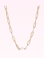 Ninety Nine Boutique super-pale pink accessory product photo: Gold Paperclip Necklace With Pearl (September 30, 2026)