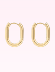Ninety Nine Boutique super-pale pink accessory product photo: 18K Gold Stainless Steel Oval Huggie Earrings (September 30, 2026)
