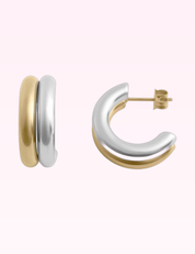 Ninety Nine Boutique super-pale pink accessory product photo: Gold Stainless Steel Mixed Metal Huggie Earrings (September 30, 2026)