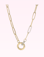 Ninety Nine Boutique super-pale pink accessory product photo: 18K Gold Paperclip Rhinestone Charm Holder Necklace (September 30, 2026)