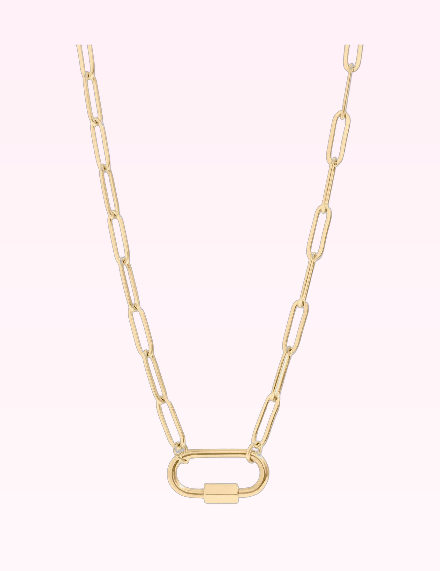 Ninety Nine Boutique super-pale pink accessory product photo: 18K Gold Paperclip Carabiner Necklace (September 30, 2026)