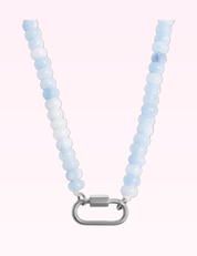 Ninety Nine Boutique super-pale pink accessory product photo: Stainless Steel  BlueChunky Glass Bead Carabiner Necklace (September 30, 2026)