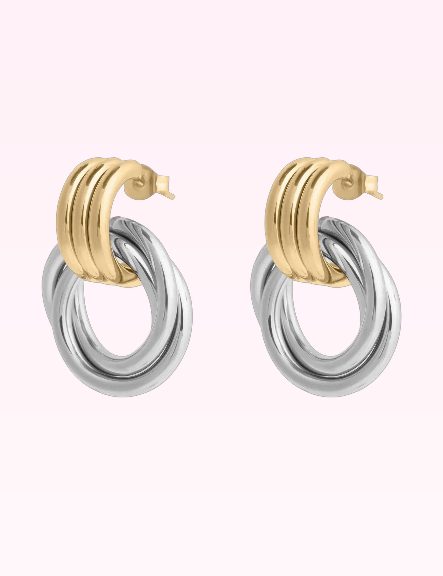 Ninety Nine Boutique super-pale pink accessory product photo: Mixed Metal Double Round Stud Earring (September 30, 2026)
