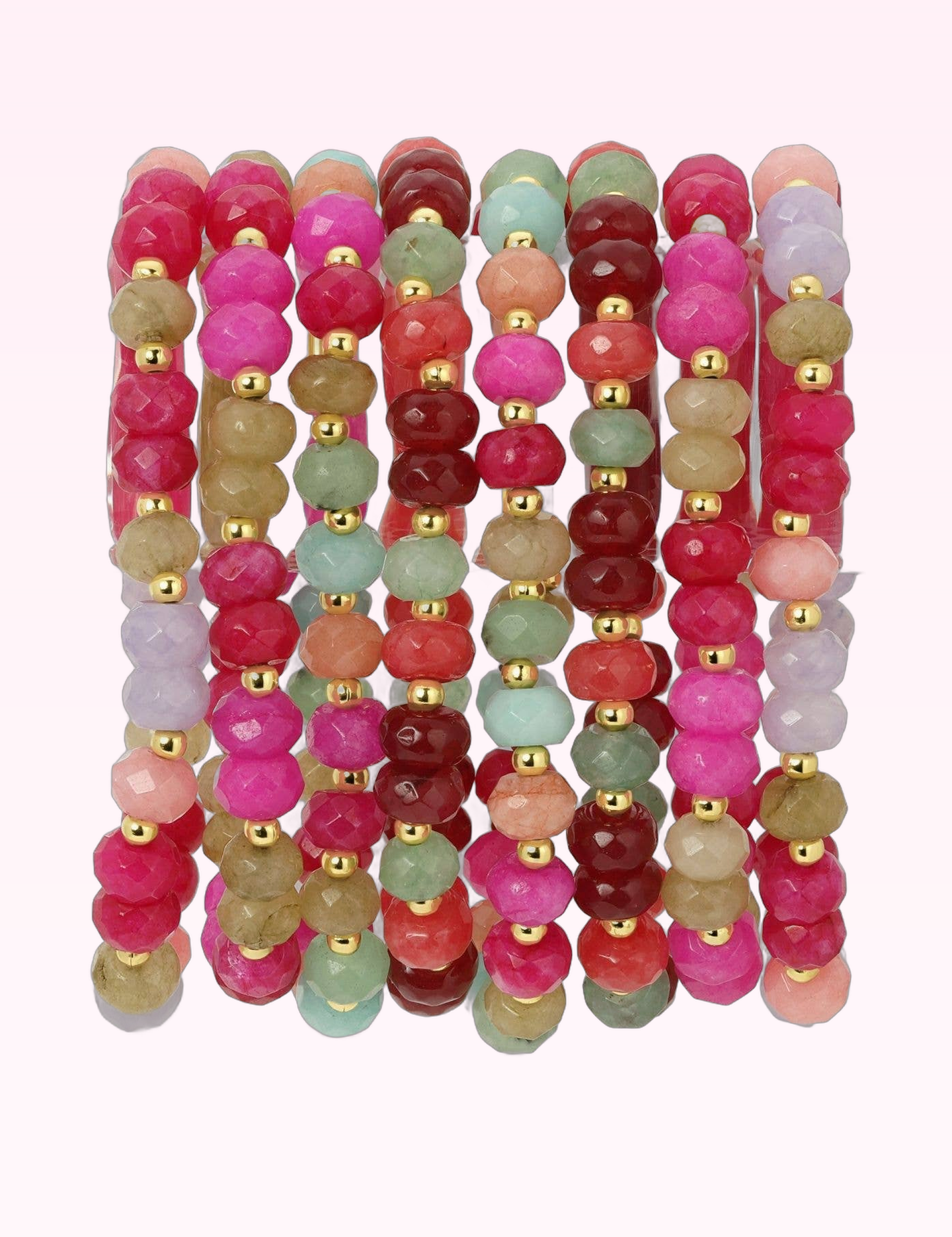 Ninety Nine Boutique super-pale pink accessory product photo: Large Stone Bracelets with Gold Bead Accents - Assorted (September 30, 2026)