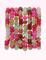 Ninety Nine Boutique super-pale pink accessory product photo: Large Stone Bracelets with Gold Bead Accents - Assorted (September 30, 2026)