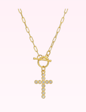 Ninety Nine Boutique super-pale pink accessory product photo: Sparkle Cross Toggle Necklace (September 30, 2026)