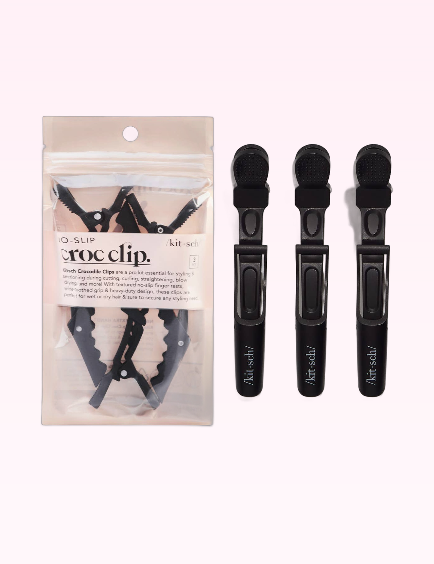 Ninety Nine Boutique super-pale pink accessory product photo: No Slip Crocodile Clip 3pc - Black (September 30, 2026)