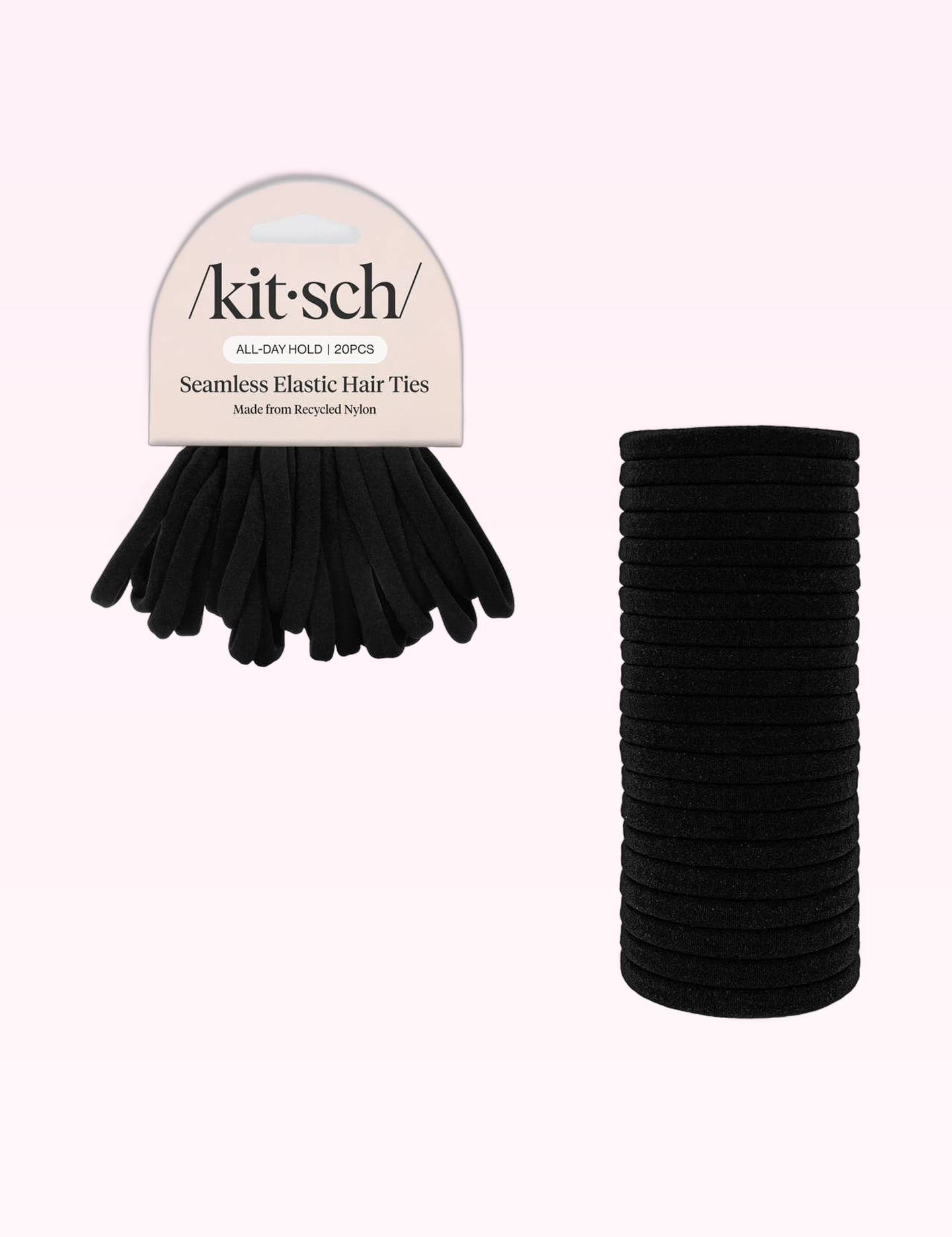 Ninety Nine Boutique super-pale pink accessory product photo: Eco-Friendly Nylon Elastics 20pc set - Black (September 30, 2026)