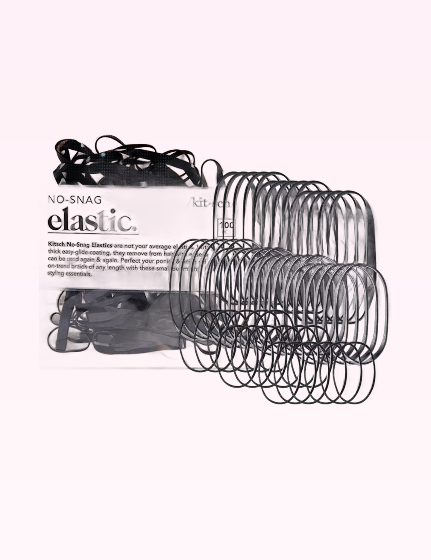 Ninety Nine Boutique super-pale pink accessory product photo: No-Snag Elastic 100pc - Black (September 30, 2026)