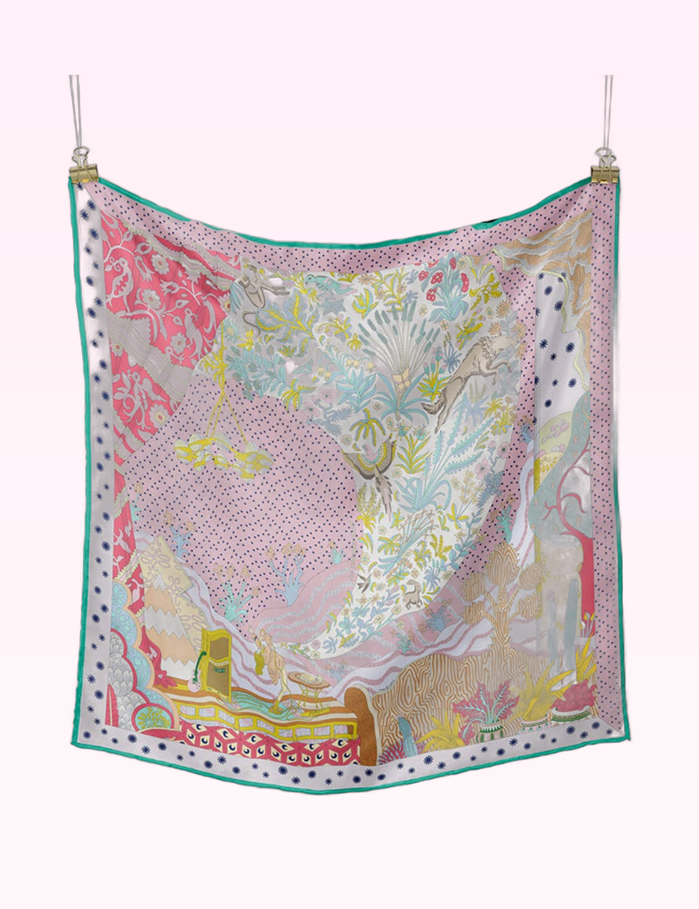 Ninety Nine Boutique super-pale pink accessory product photo: Pink Silk Pattern Scarf (September 30, 2026)