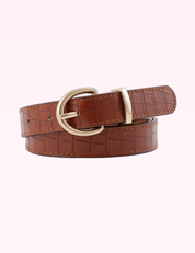 Ninety Nine Boutique super-pale pink accessory product photo: Brown Round Buckle Leather Belt (September 30, 2026)