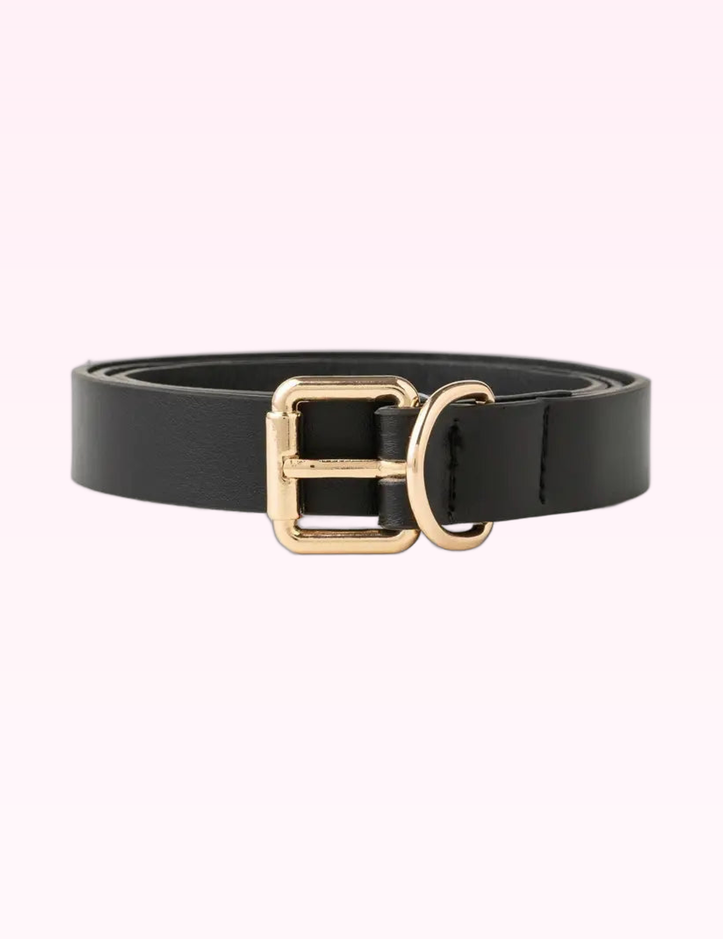 Ninety Nine Boutique super-pale pink accessory product photo: Small Gold & Black Square Buckle Belt (September 30, 2026)