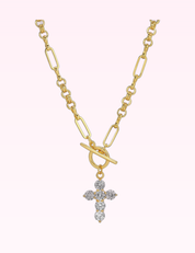 Ninety Nine Boutique super-pale pink accessory product photo: CZ Cross Toggle Necklace (September 30, 2026)
