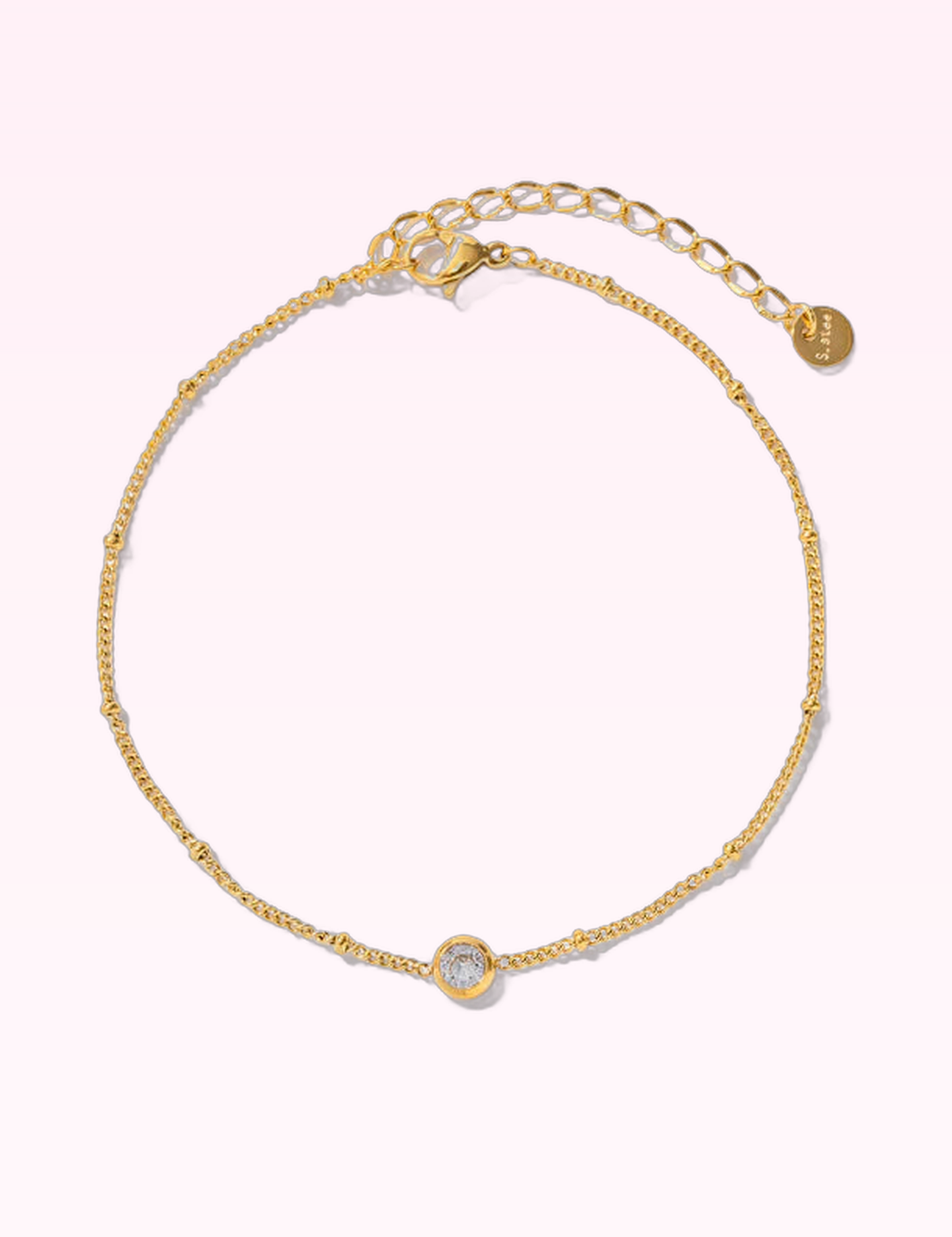 Ninety Nine Boutique super-pale pink accessory product photo: Gold Bezeled Anklet (September 30, 2026)