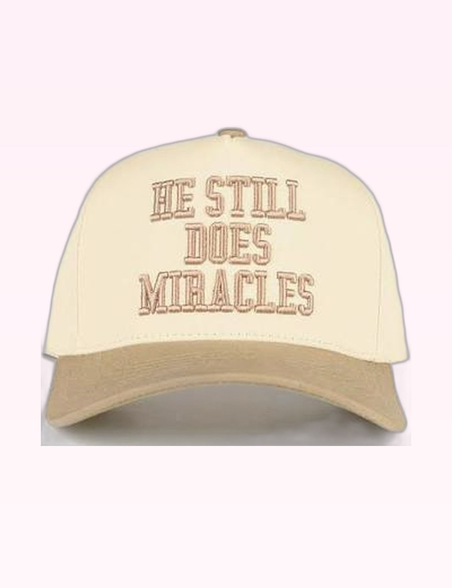 Ninety Nine Boutique super-pale pink accessory product photo: Beige He Still Does Miracles Hat (September 30, 2026)