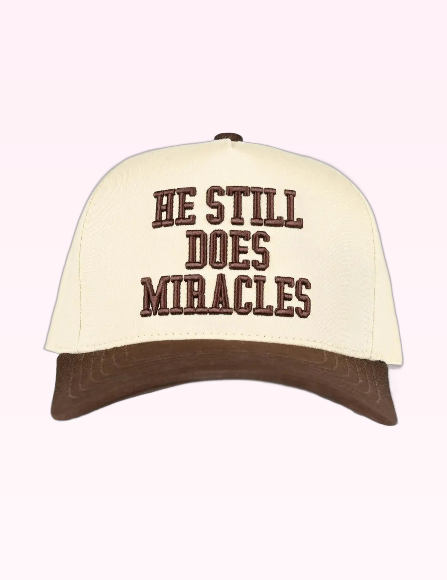Ninety Nine Boutique super-pale pink accessory product photo: Brown He Still Does Miracles Hat (September 30, 2026)