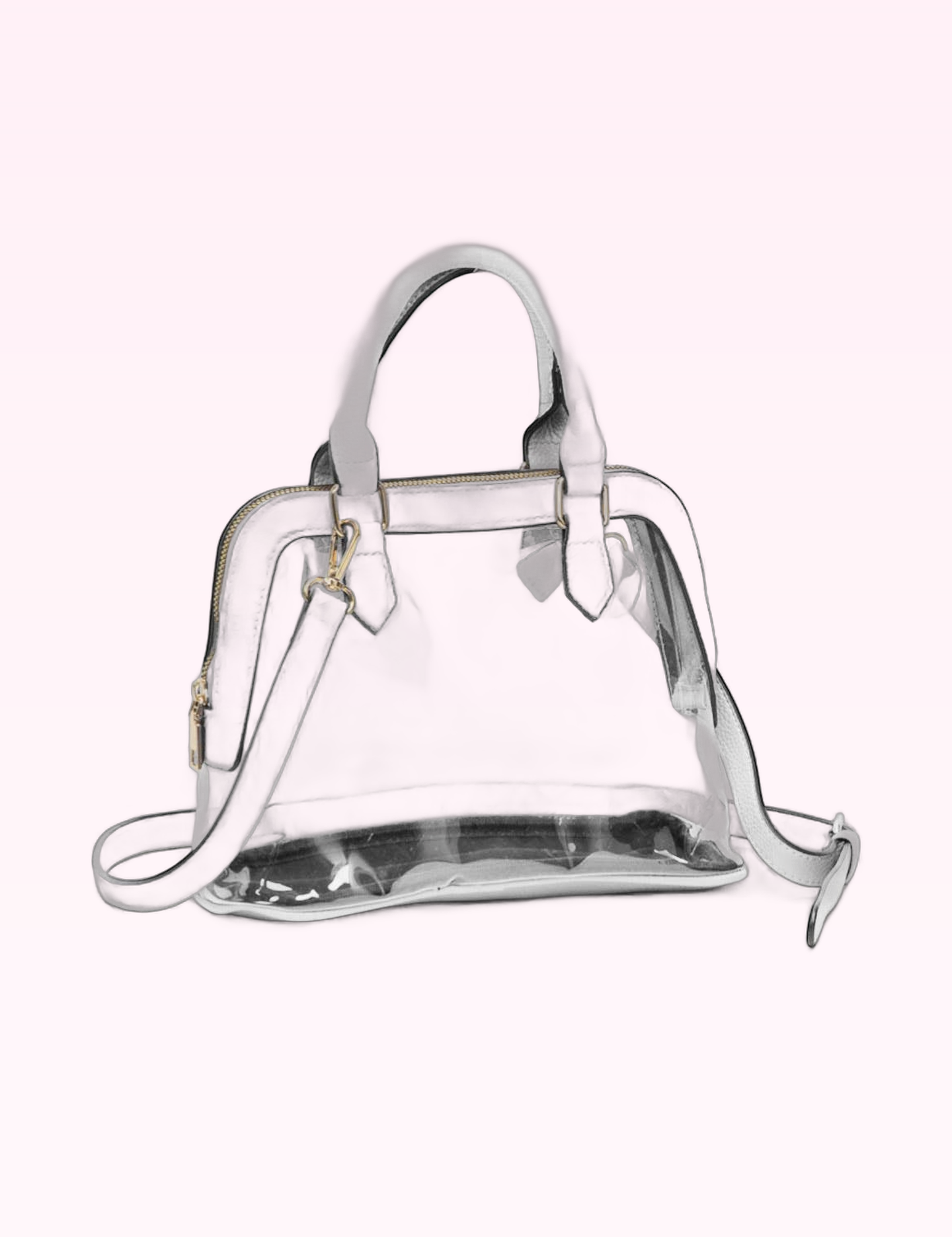 Ninety Nine Boutique super-pale pink accessory product photo: White Trim Clear Structured Handbag (September 30, 2026)