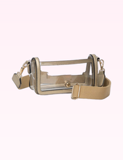 Ninety Nine Boutique super-pale pink accessory product photo: Gold Clear Rectangle Crossbody Bag (September 30, 2026)