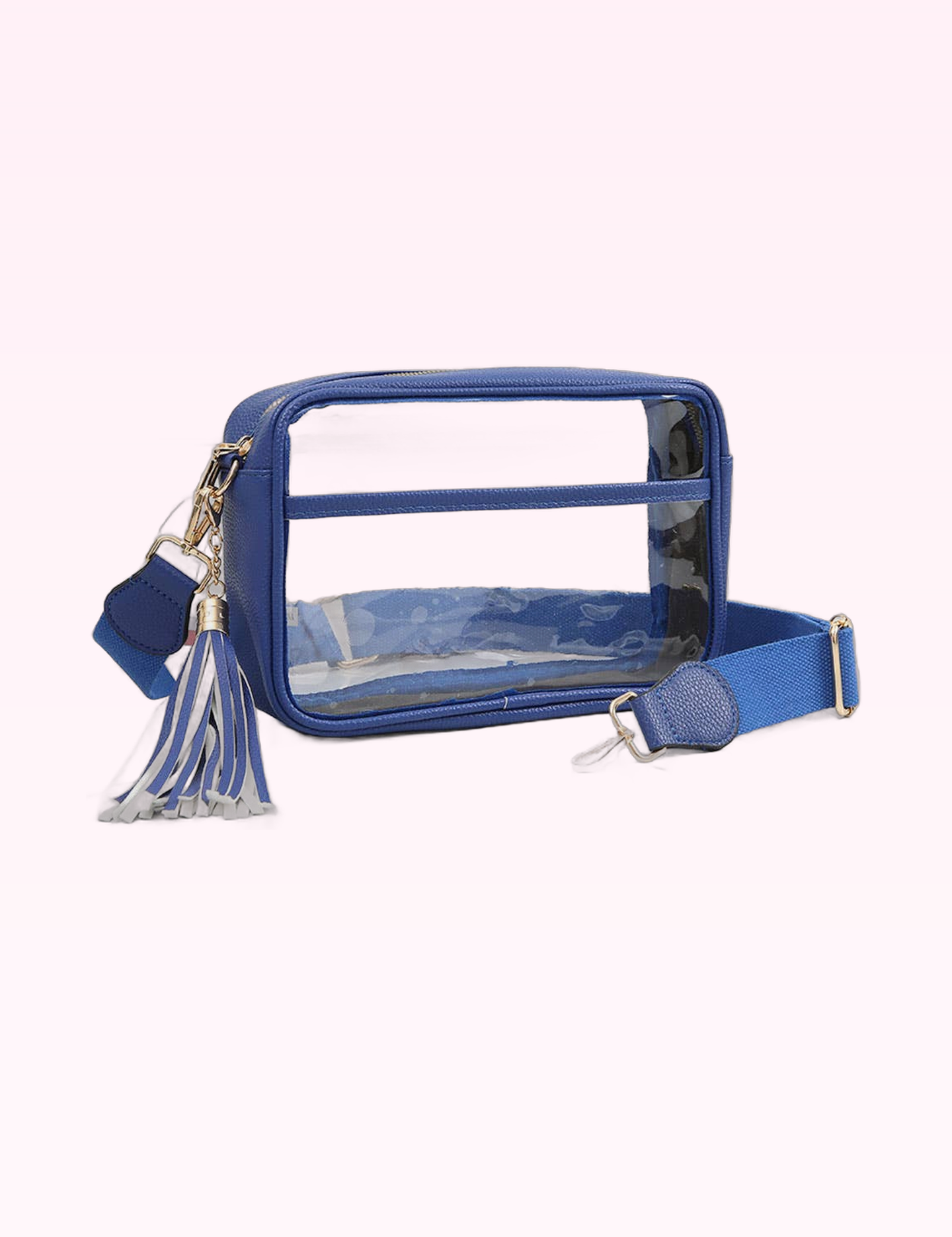 Ninety Nine Boutique super-pale pink accessory product photo: Royal Blue Clear Crossbody Bag (September 30, 2026)