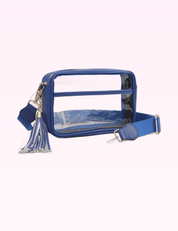 Ninety Nine Boutique super-pale pink accessory product photo: Royal Blue Clear Crossbody Bag (September 30, 2026)