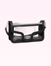 Ninety Nine Boutique super-pale pink accessory product photo: Black Faux Leather Clear Bag (September 30, 2026)