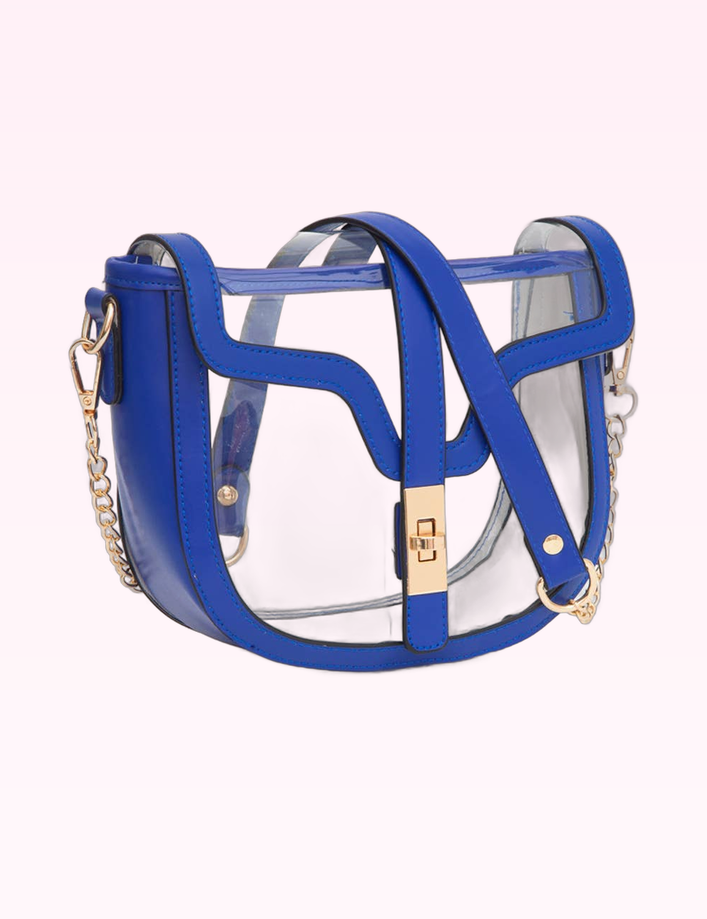Ninety Nine Boutique super-pale pink accessory product photo: Blue Clear Saddle Bag (September 30, 2026)