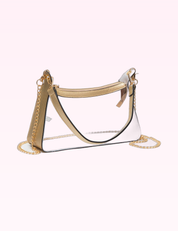 Ninety Nine Boutique super-pale pink accessory product photo: Gold Clear Baguette Hand Bag (September 30, 2026)