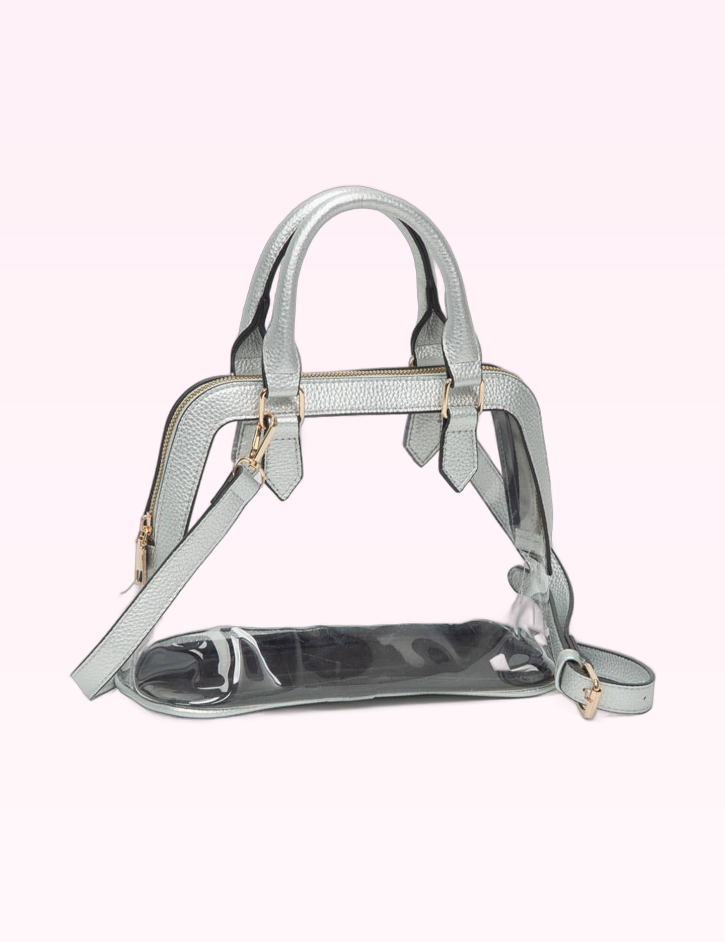 Ninety Nine Boutique super-pale pink accessory product photo: Silver Trim Clear Structured Handbag (September 30, 2026)