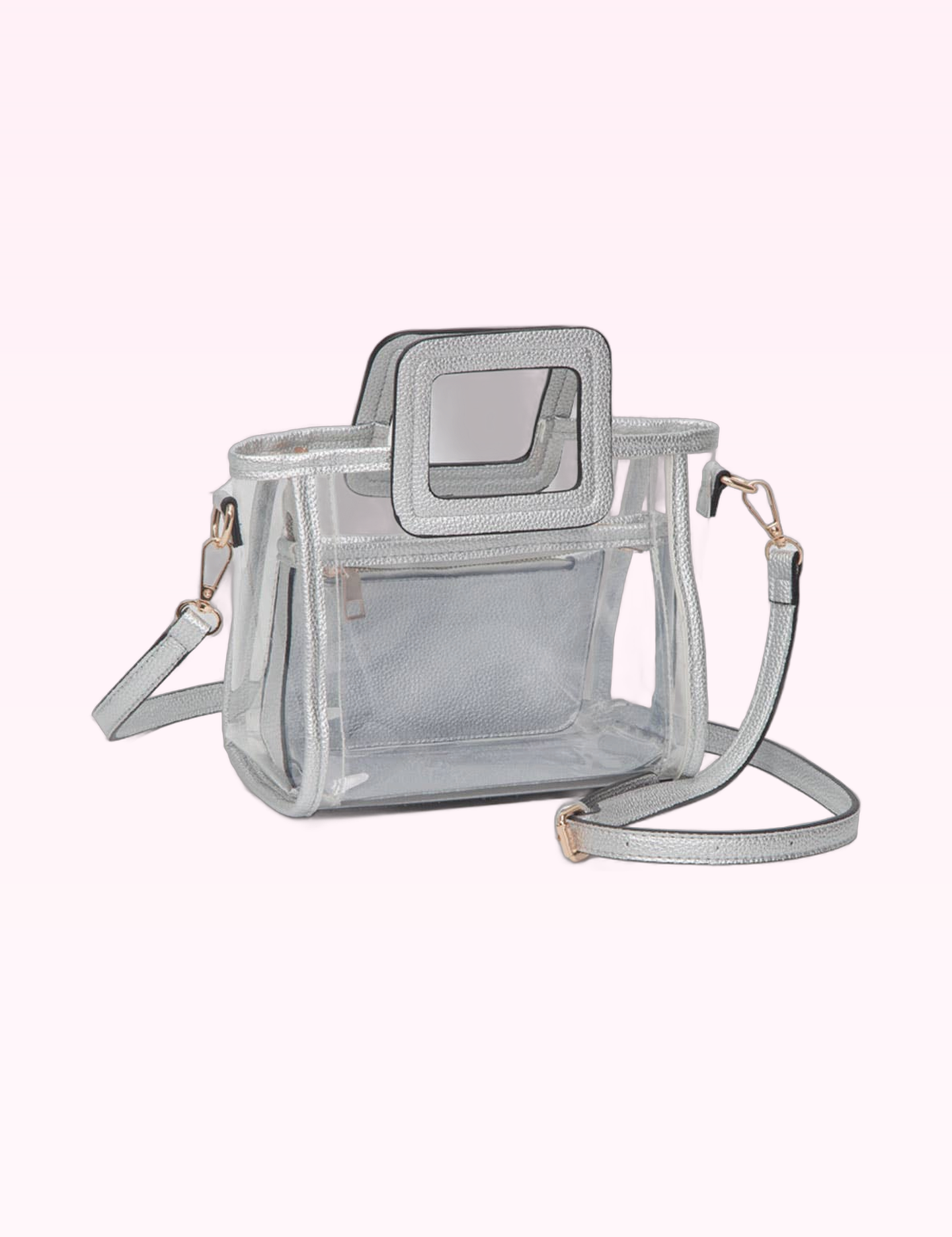 Ninety Nine Boutique super-pale pink accessory product photo: Silver 3-piece Clear Crossbody Bag (September 30, 2026)