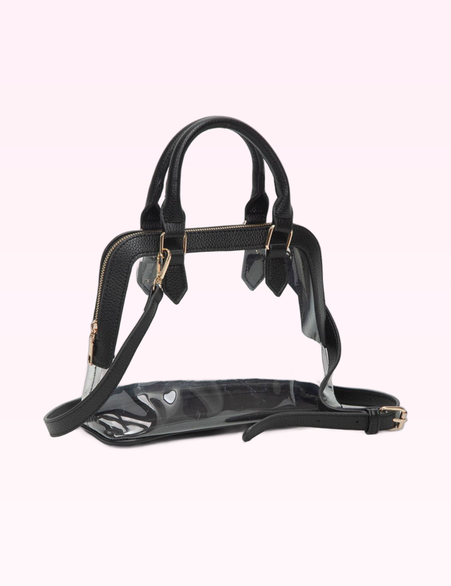 Ninety Nine Boutique super-pale pink accessory product photo: Black Trim Clear Structured Handbag (September 30, 2026)