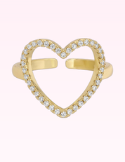 Ninety Nine Boutique super-pale pink accessory product photo: Pavé Heart Adjustable Ring: Gold (September 30, 2026)